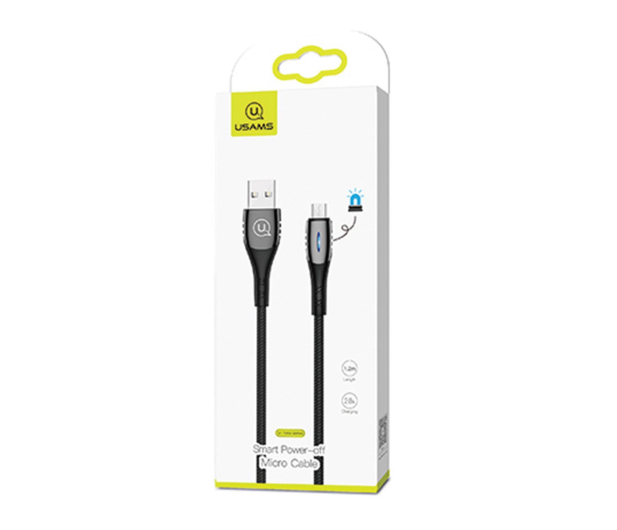 USAMS Kabel pleciony microUSB 1,2m Power-off 2A czarny - 1569061 - zdjęcie 11
